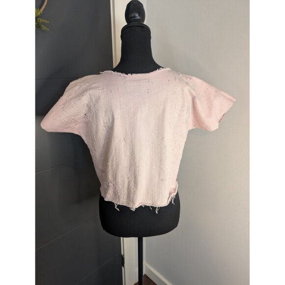 Totally Blown Handmade Pink Distressed Crop Top Size Small - Picture 3 of 7